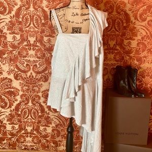 Ashley Stewart Asymmetric Silver/white Top